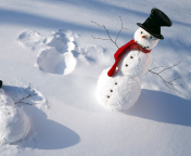 Das Happy Snowman Wallpaper 176x144