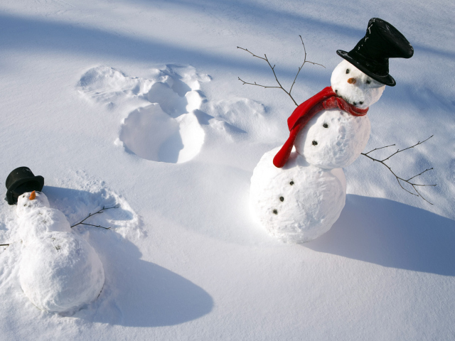 Das Happy Snowman Wallpaper 640x480
