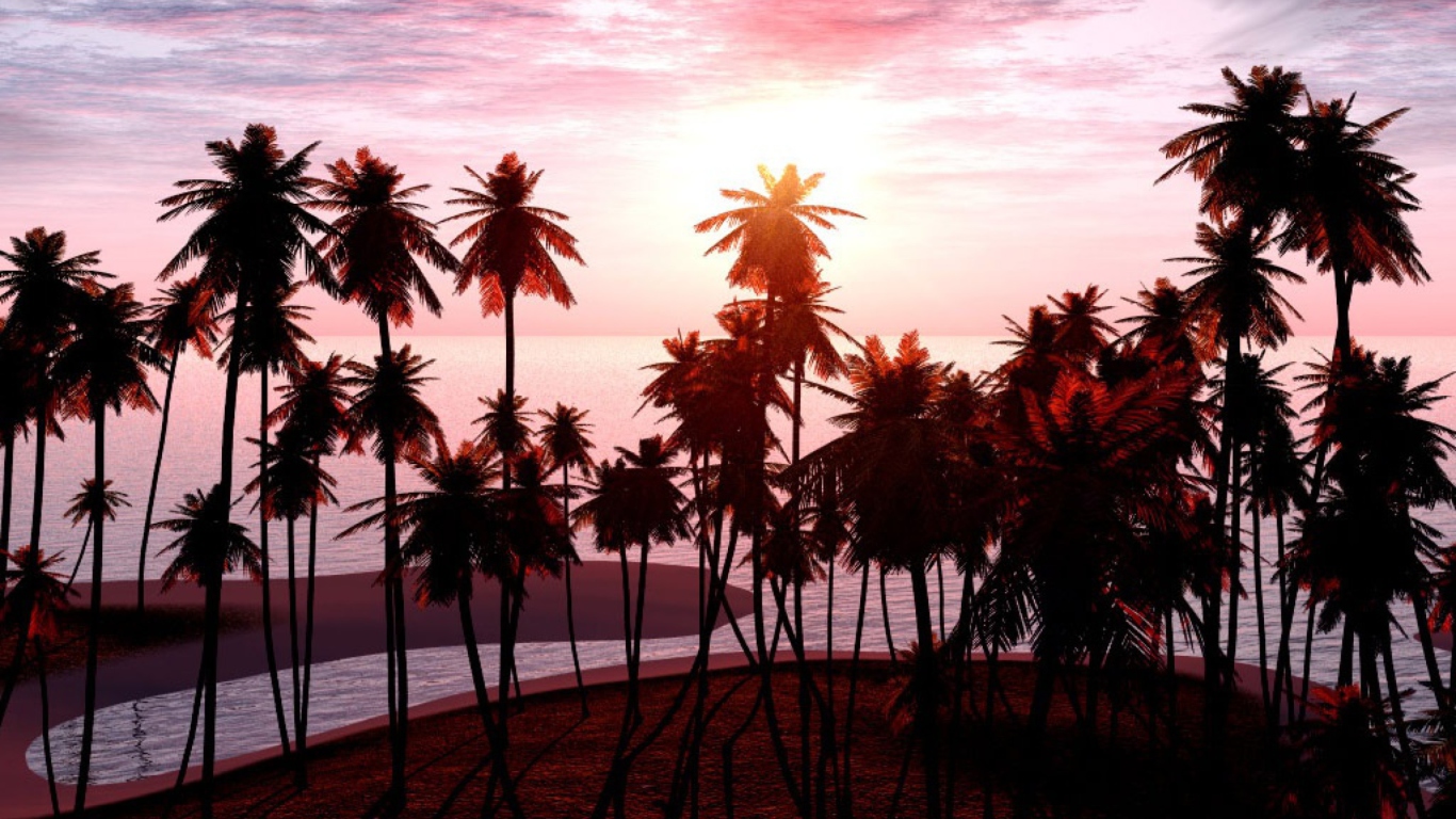 Screenshot №1 pro téma Jungle Sunset 1366x768