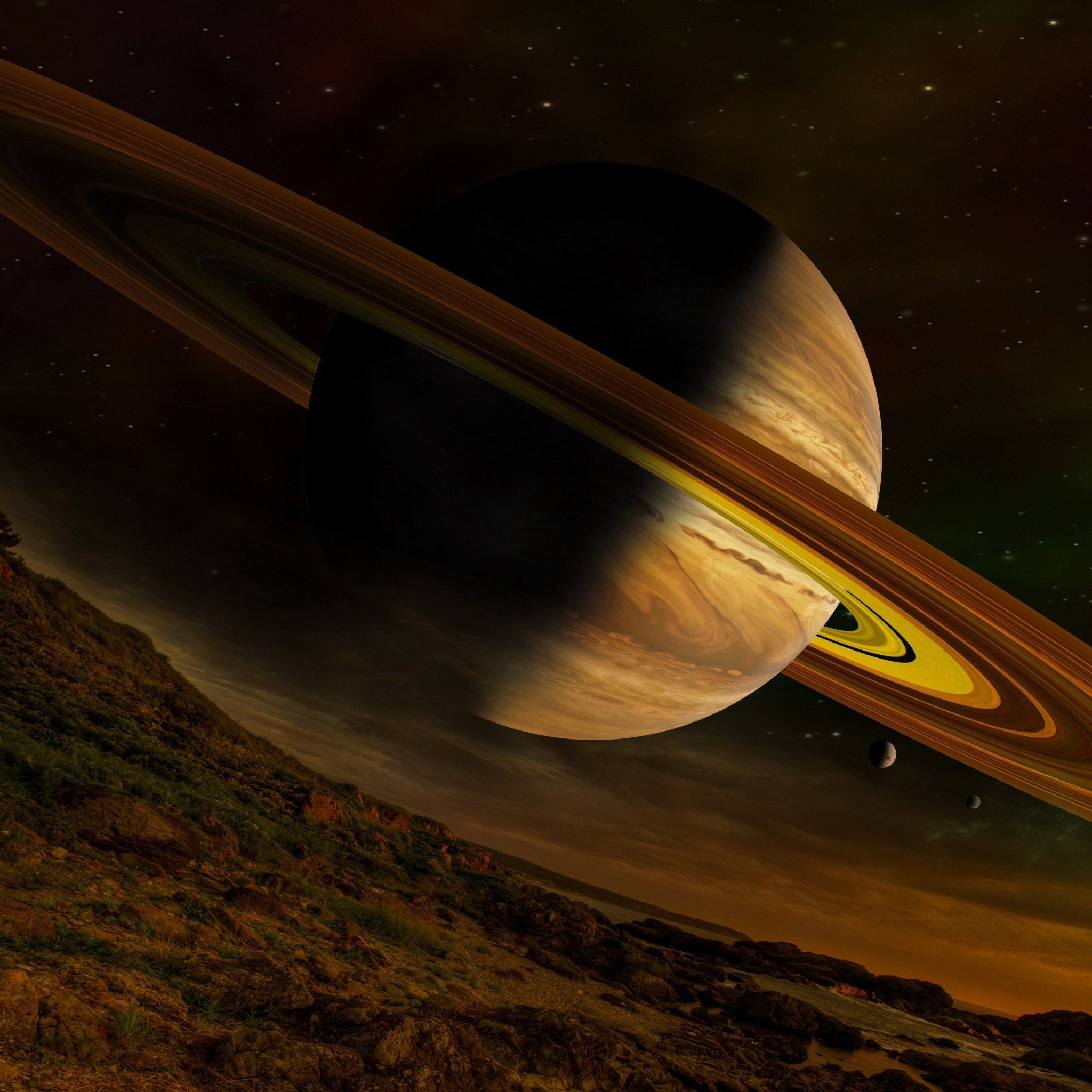 Das Planet Saturn Wallpaper 2048x2048