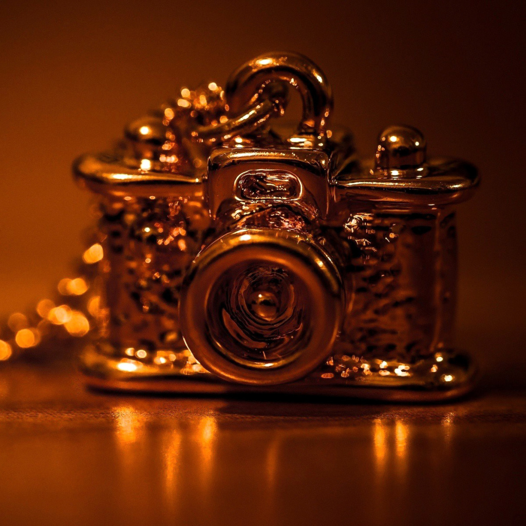 Обои Vintage Golden Camera 1024x1024