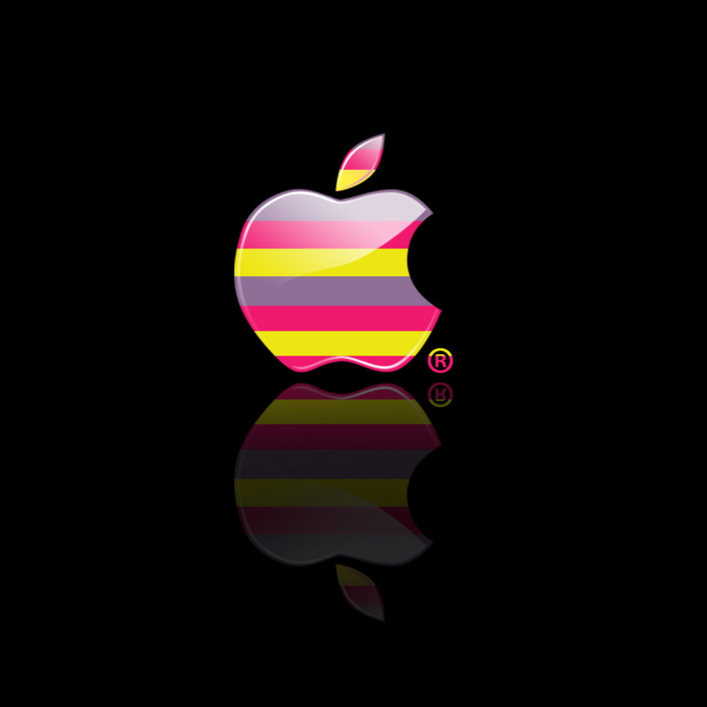 Обои Colorful Stripes Apple Logo 1024x1024