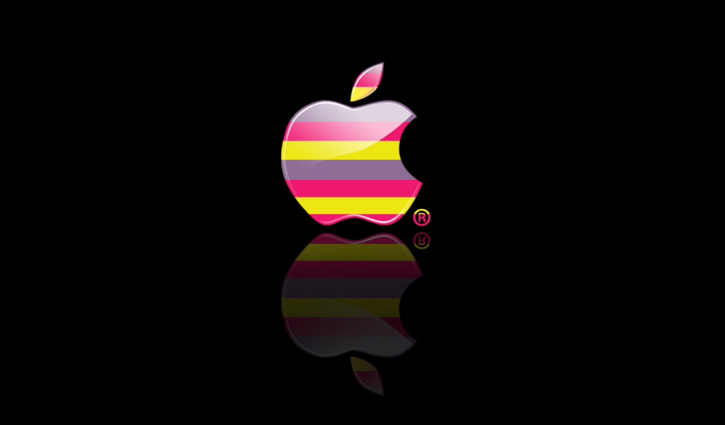 Fondo de pantalla Colorful Stripes Apple Logo 1024x600
