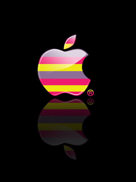 Das Colorful Stripes Apple Logo Wallpaper 480x640
