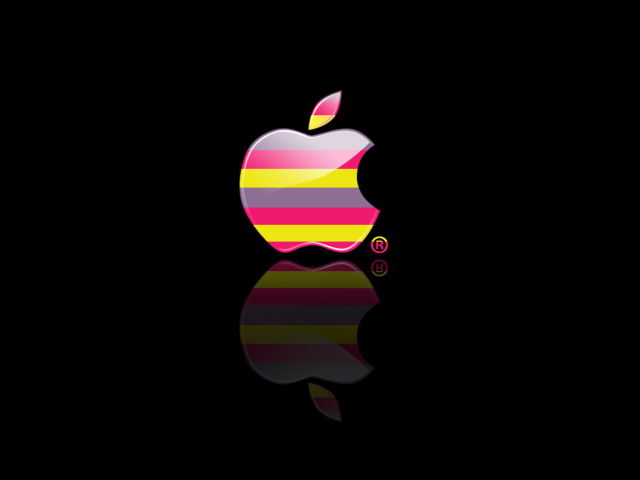 Обои Colorful Stripes Apple Logo 640x480