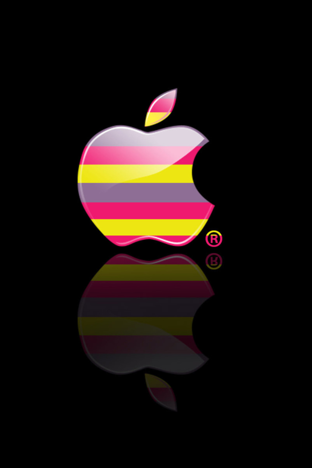 Sfondi Colorful Stripes Apple Logo 640x960