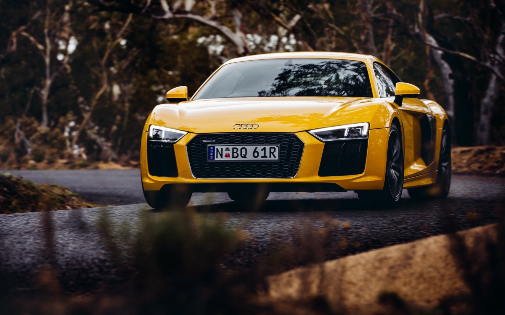 Audi R8 V10 Plus Yellow Body Color wallpaper 1680x1050