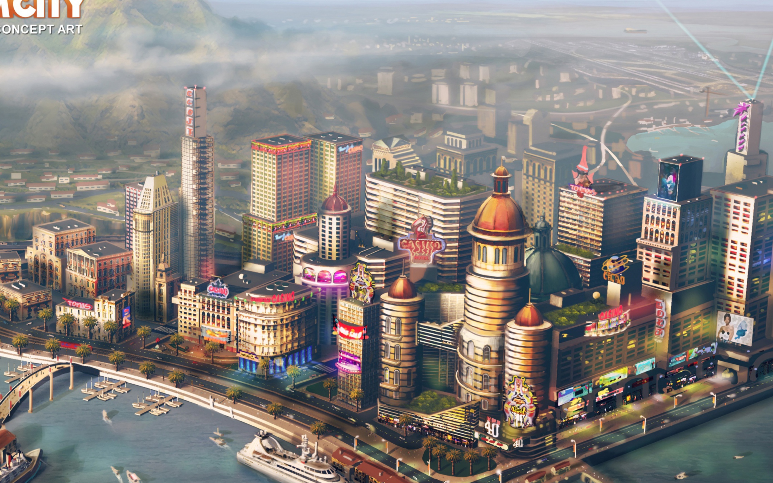 2013 Simcity Game Concept Art wallpaper 2560x1600