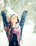 Winter, Snow And Happy Girl wallpaper 128x160