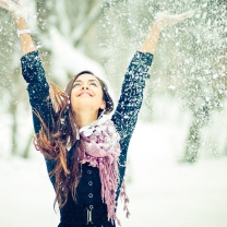 Winter, Snow And Happy Girl wallpaper 208x208