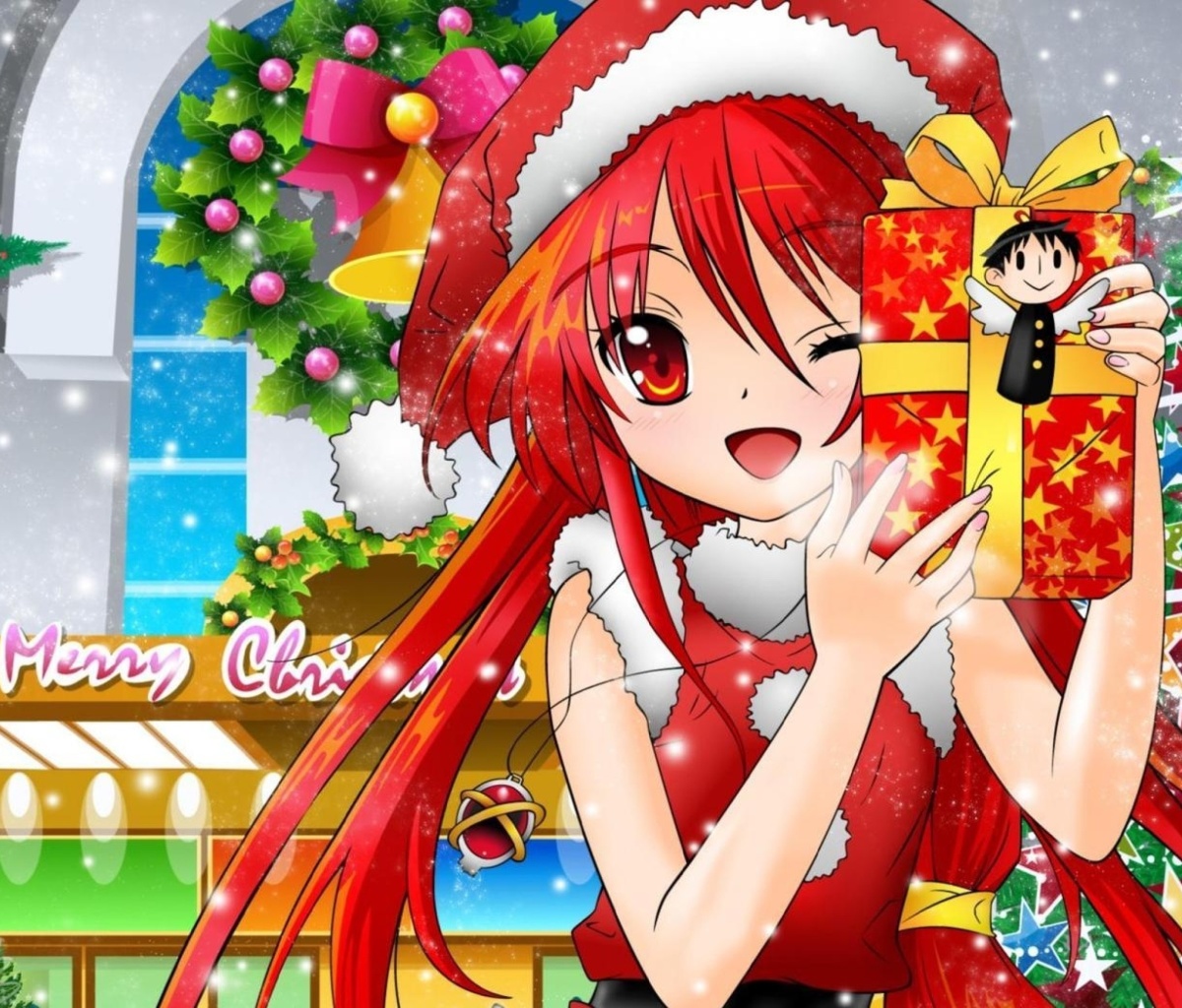 Das Christmas Anime girl Wallpaper 1200x1024