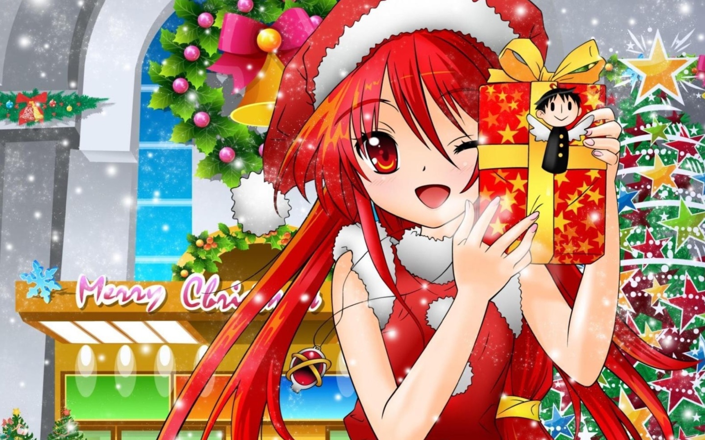 Screenshot №1 pro téma Christmas Anime girl 1440x900