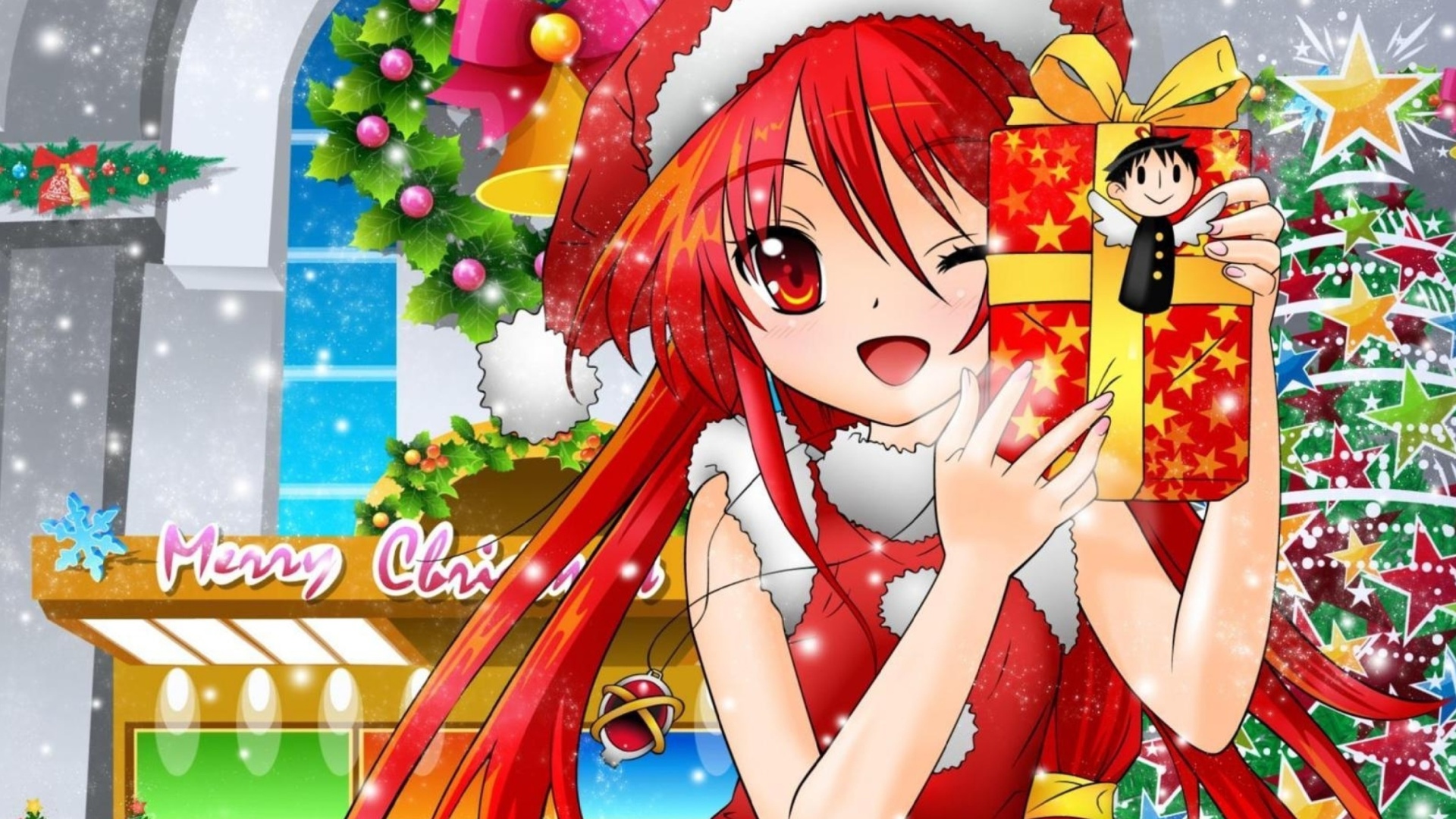 Christmas Anime girl wallpaper 1920x1080