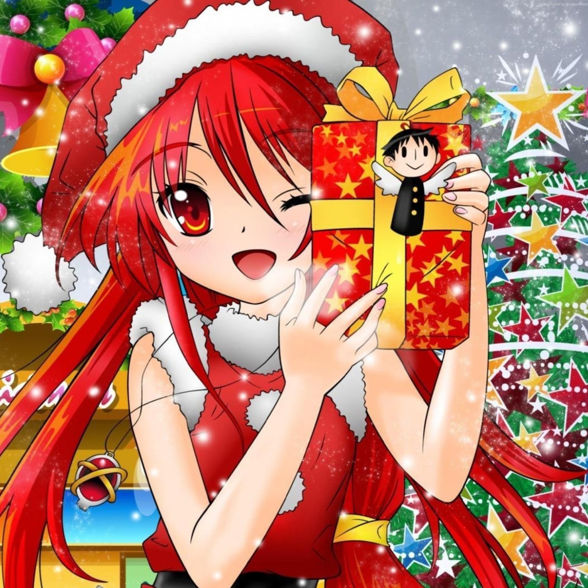 Das Christmas Anime girl Wallpaper 2048x2048