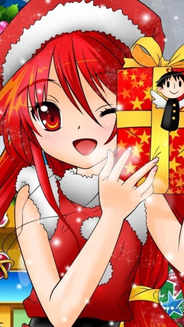 Das Christmas Anime girl Wallpaper 360x640