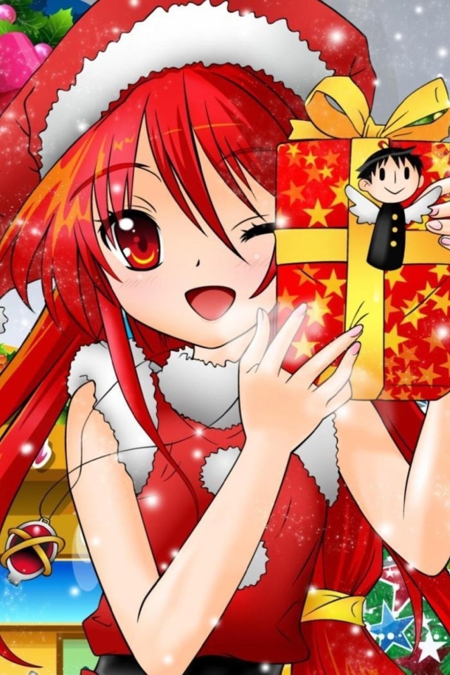 Das Christmas Anime girl Wallpaper 640x960