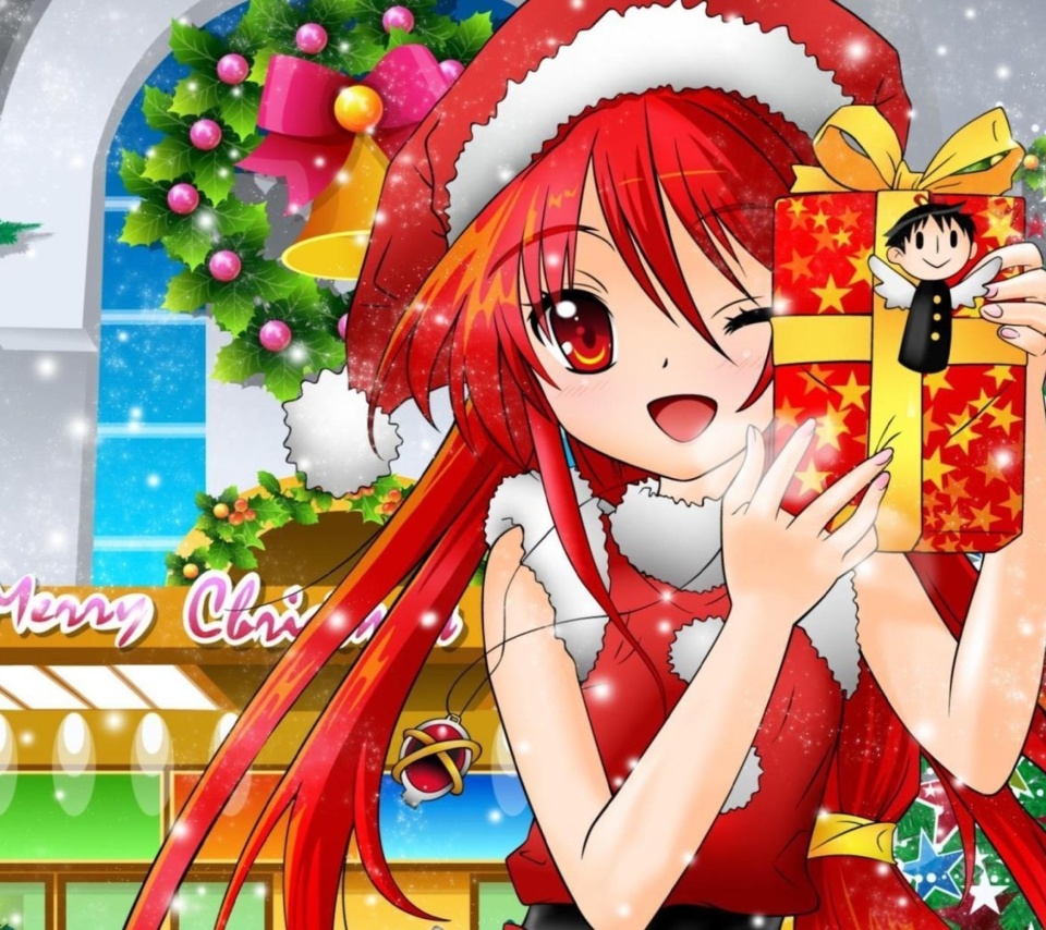 Das Christmas Anime girl Wallpaper 960x854