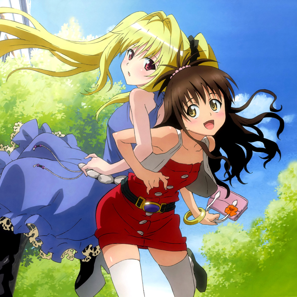 Fondo de pantalla Mikan Yuuki and Konjiki no Yami from To Love Ru Anime 1024x1024