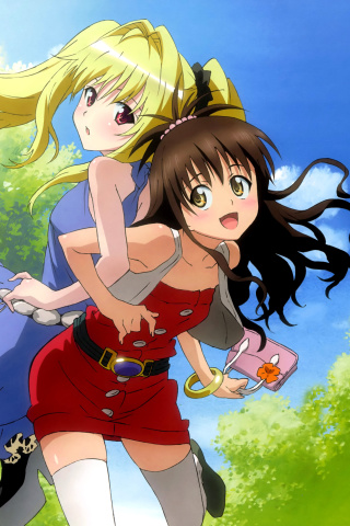 Fondo de pantalla Mikan Yuuki and Konjiki no Yami from To Love Ru Anime 320x480