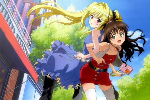Fondo de pantalla Mikan Yuuki and Konjiki no Yami from To Love Ru Anime 480x320