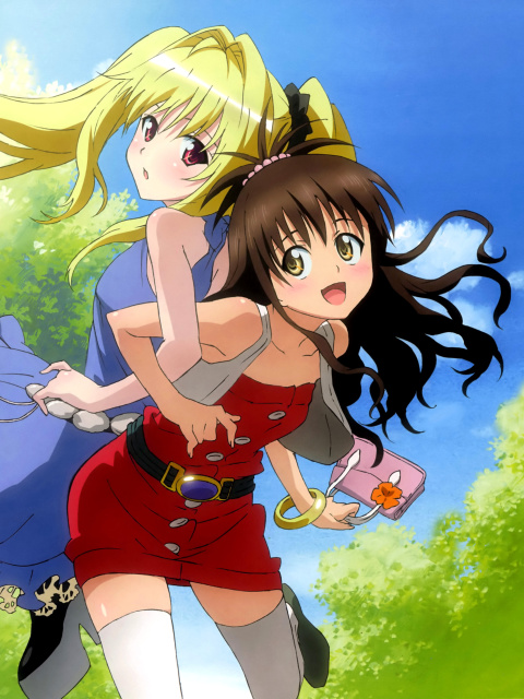 Mikan Yuuki and Konjiki no Yami from To Love Ru Anime wallpaper 480x640