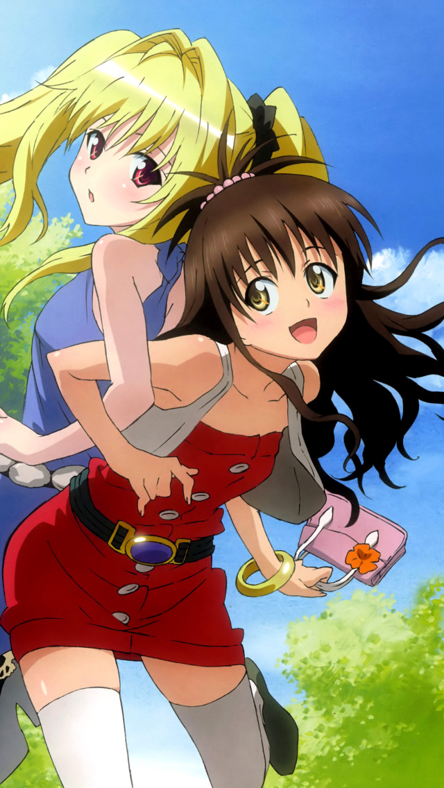 Mikan Yuuki and Konjiki no Yami from To Love Ru Anime wallpaper 640x1136