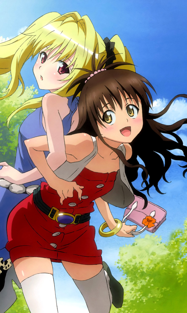 Das Mikan Yuuki and Konjiki no Yami from To Love Ru Anime Wallpaper 768x1280