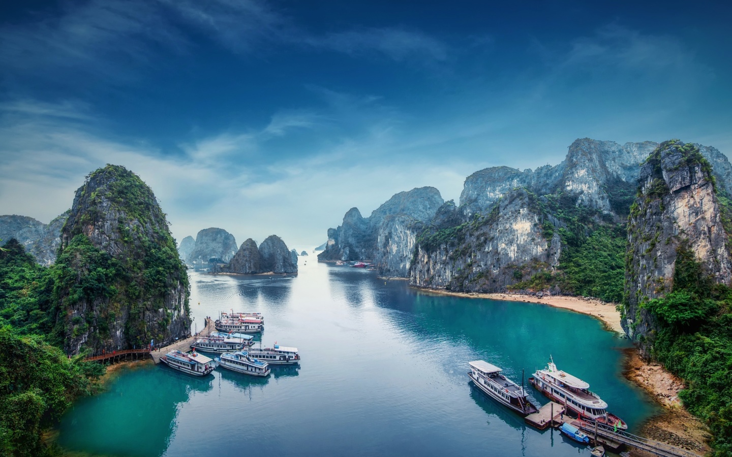 Обои Hạ Long Bay Vietnam Attractions 1440x900