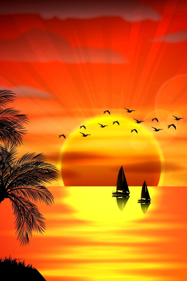 Das Beautiful Sunset Wallpaper 640x960