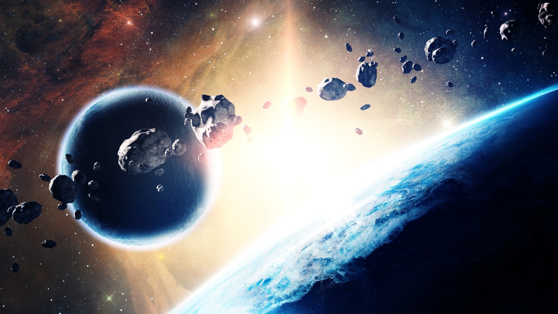 Asteroids In Space Wallpaper for Desktop 1920x1080 Full HD