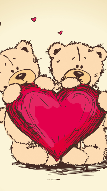 Обои Valentine's Teddy Bears 360x640