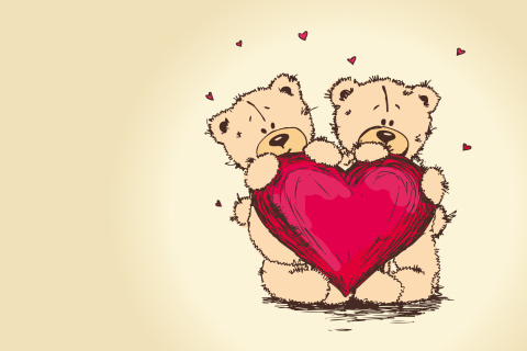 Обои Valentine's Teddy Bears 480x320