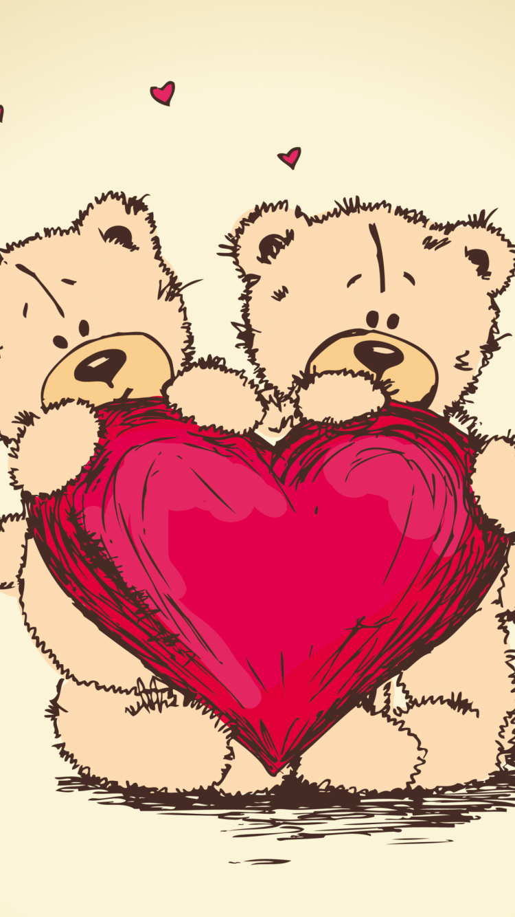 Обои Valentine's Teddy Bears 750x1334