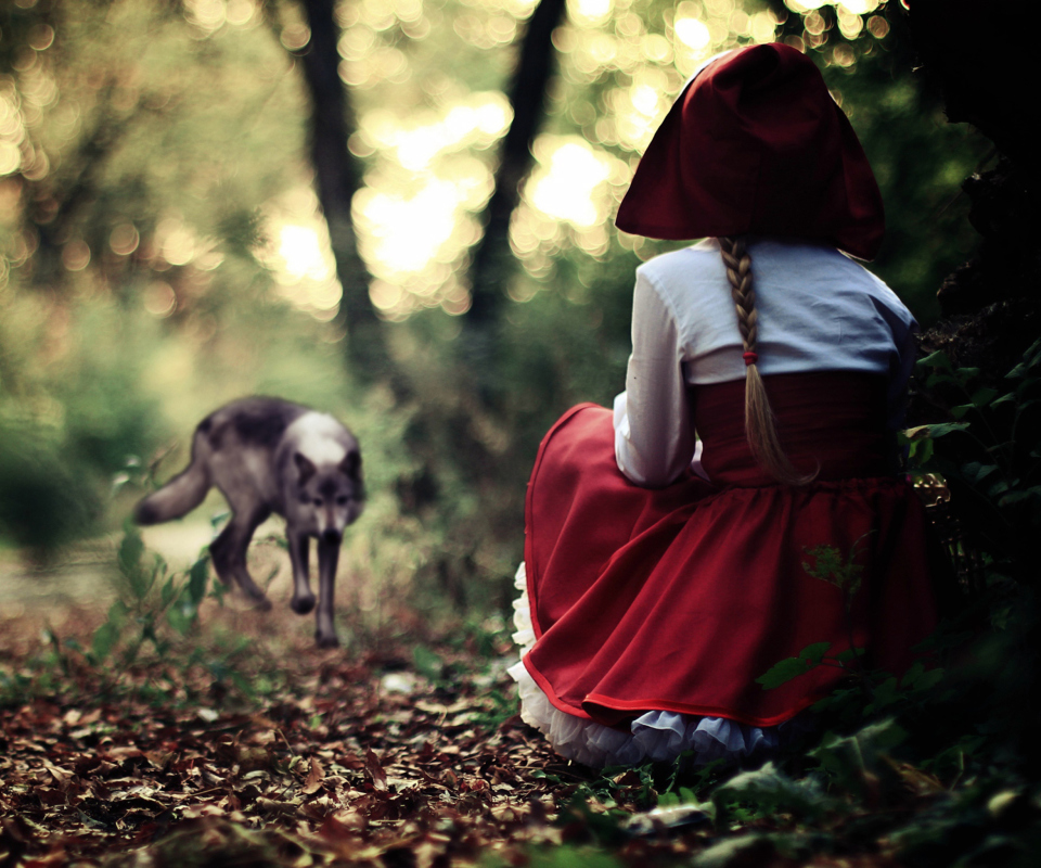 Обои Red Riding Hood In Forest 960x800