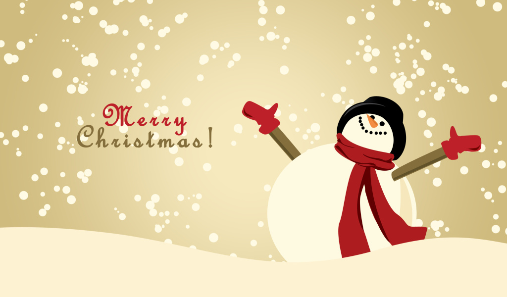 Das Merry Christmas Wishes from Snowman Wallpaper 1024x600