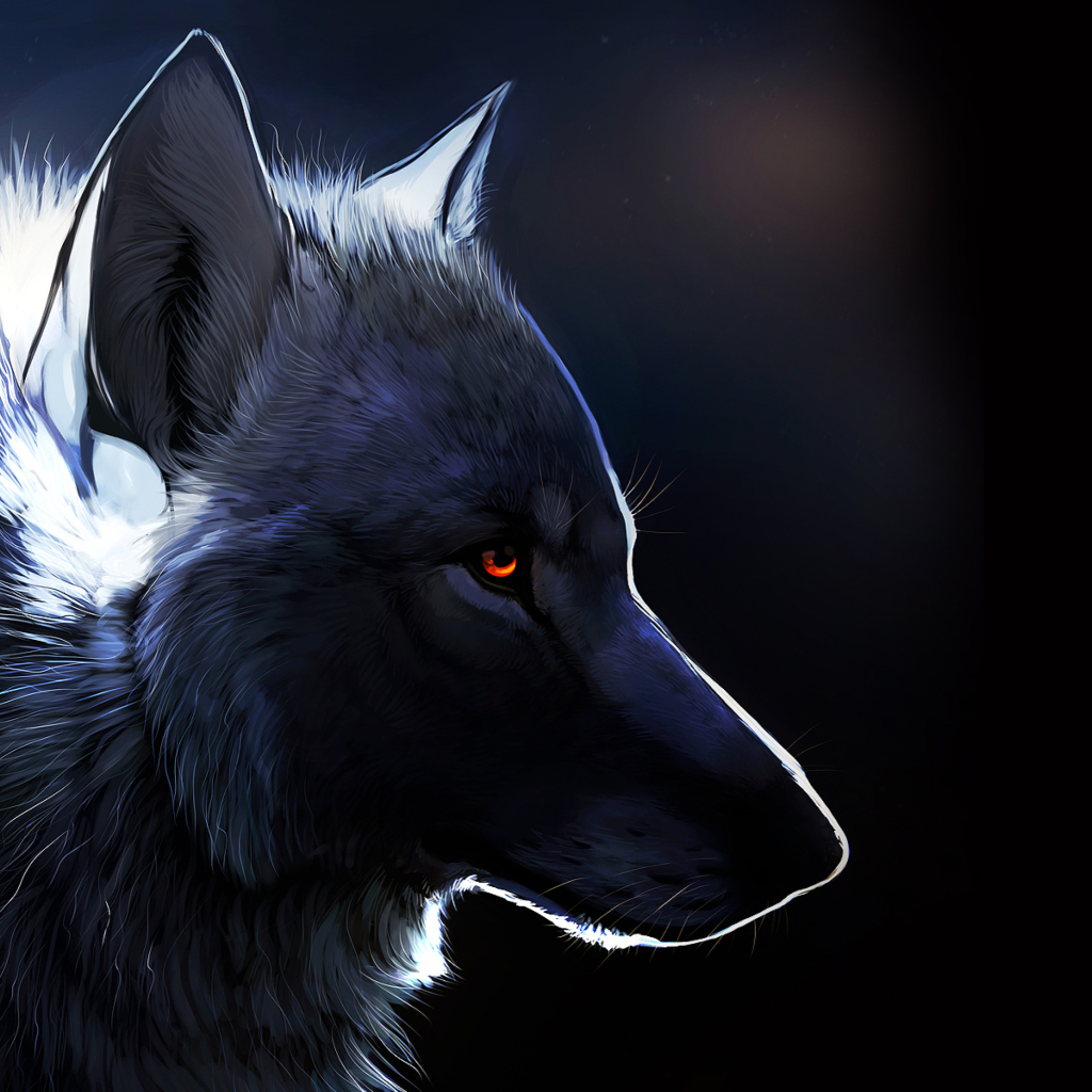 Обои Wolf With Amber Eyes Painting 1024x1024