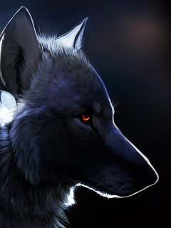 Fondo de pantalla Wolf With Amber Eyes Painting 240x320
