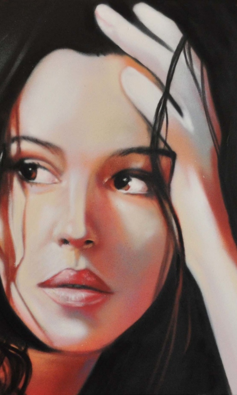 Fondo de pantalla Monica Bellucci Painting 480x800