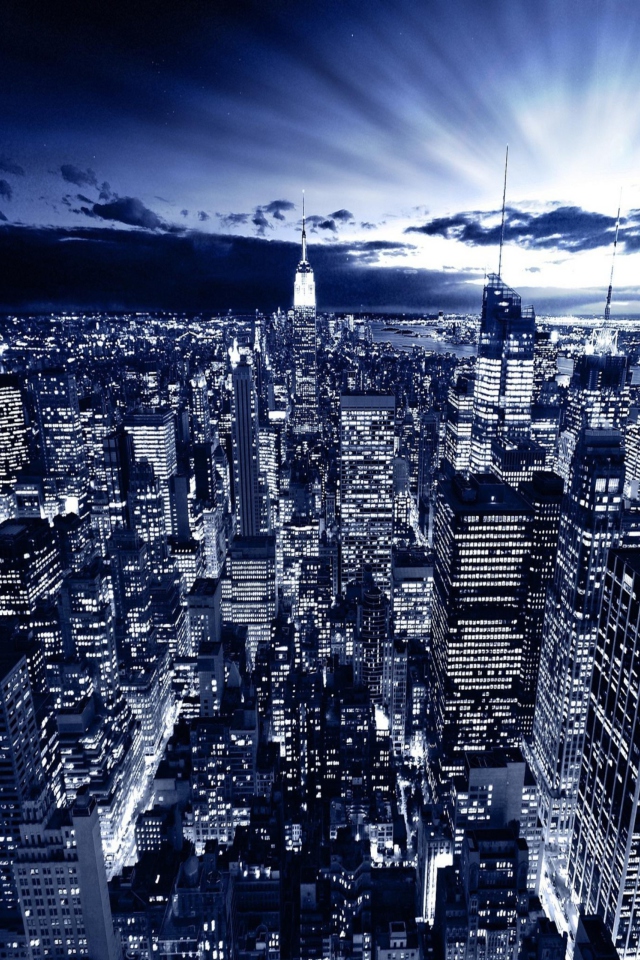 Fondo de pantalla New York In Blue 640x960