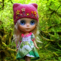 Cute Blonde Doll In Forest wallpaper 208x208