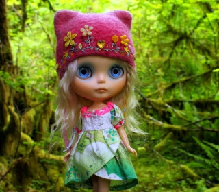 Cute Blonde Doll In Forest Background for 208x208