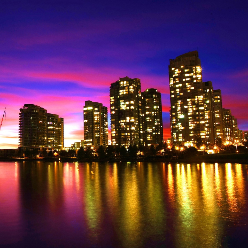 Fondo de pantalla Vancouver Sunset Canada 1024x1024