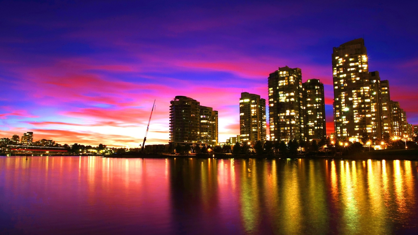 Vancouver Sunset Canada wallpaper 1366x768
