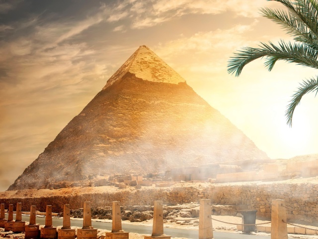 Fondo de pantalla Egypt pyramid Ginza Wonders of World 640x480
