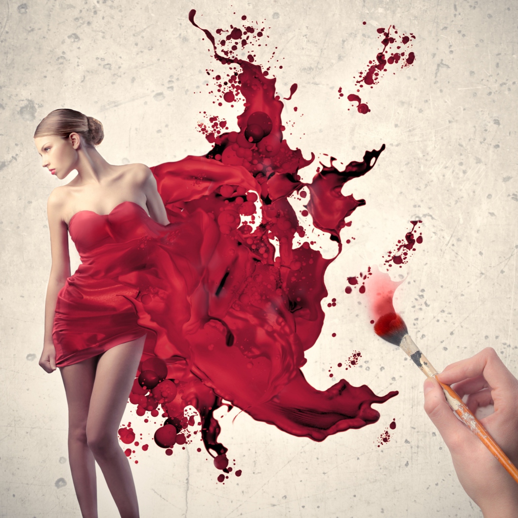 Screenshot №1 pro téma Girl In Painted Red Dress 1024x1024