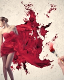Das Girl In Painted Red Dress Wallpaper 128x160