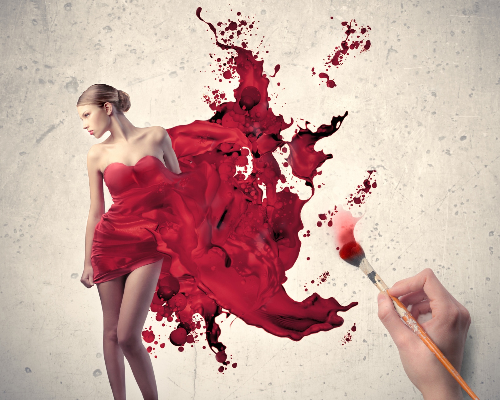 Girl In Painted Red Dress wallpaper 1600x1280