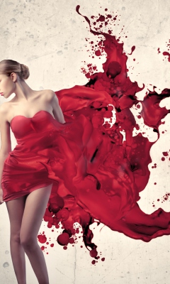 Fondo de pantalla Girl In Painted Red Dress 240x400