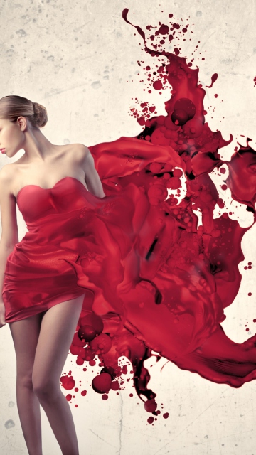 Fondo de pantalla Girl In Painted Red Dress 360x640