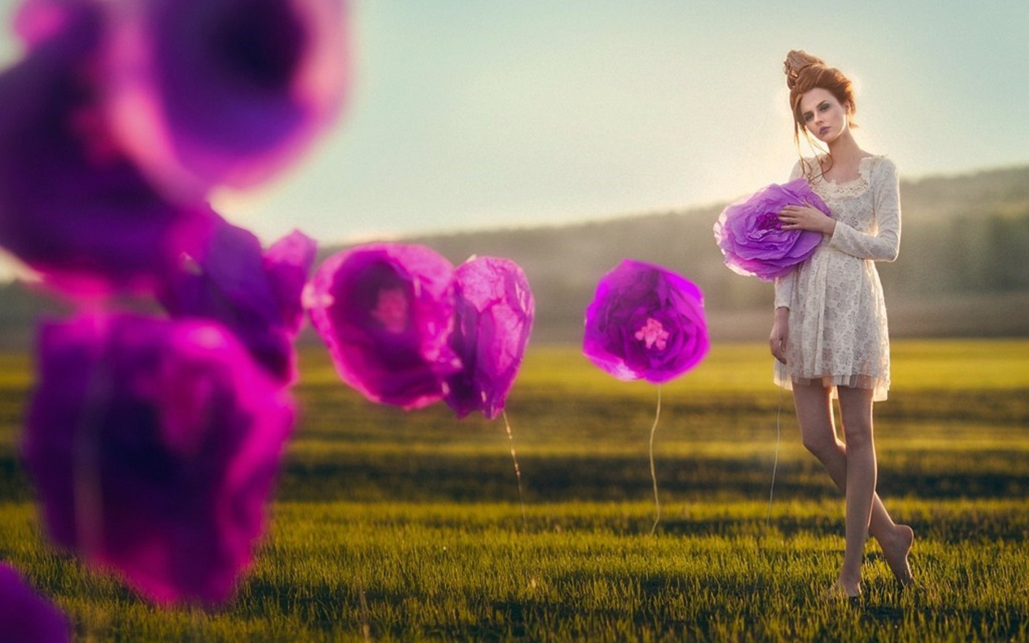 Purple Flower Girl screenshot #1 1440x900
